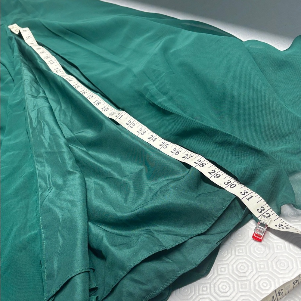 Azazie Spaghetti Strap Halter Full Length Formal Dress Emerald Green Size 14 NWT - Picture 10 of 11